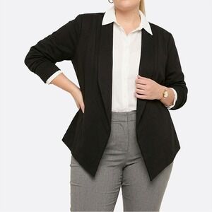 Rafaella Studio Sharp Asymmetrical Pointed Hem Blazer Jacket Black Plus 2X 3X